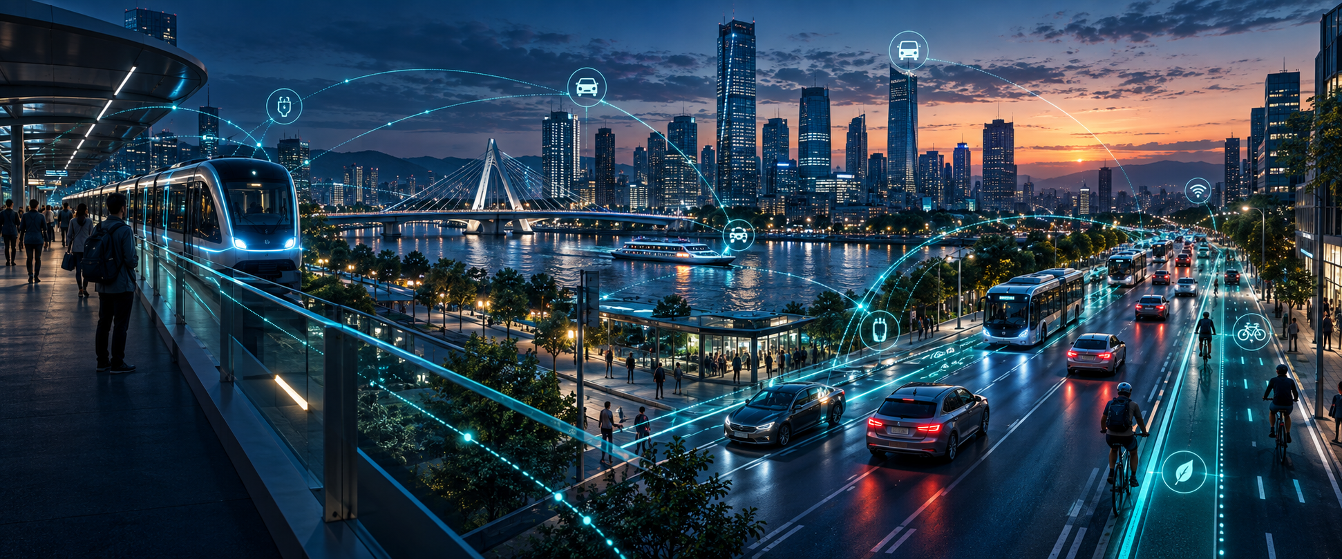 Connected urban skyline